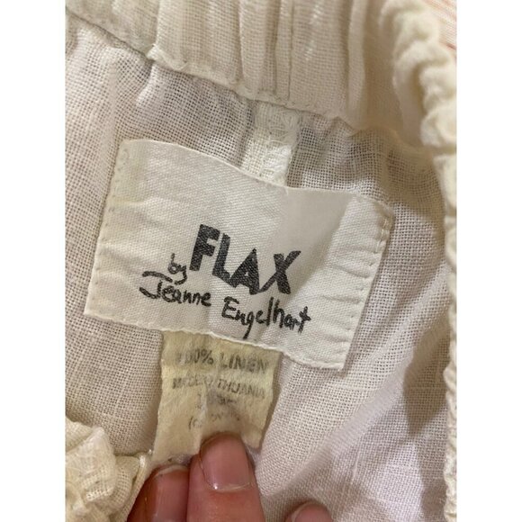 Flax By Jeanne Engelhart Women's White Linen Crop Pants - Large - Picture 11 of 13